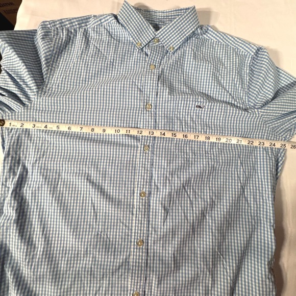Vineyard Vines Performance Shirt Men's L Long Sleeve Tucker Blue/White Gingham - Picture 8 of 9